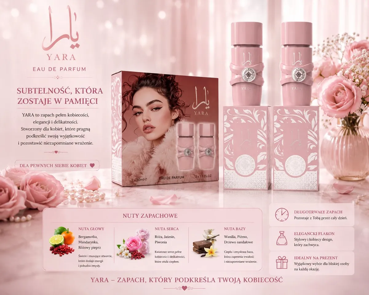 Yara Eau de Parfum Różowy Zestaw 2x50ml