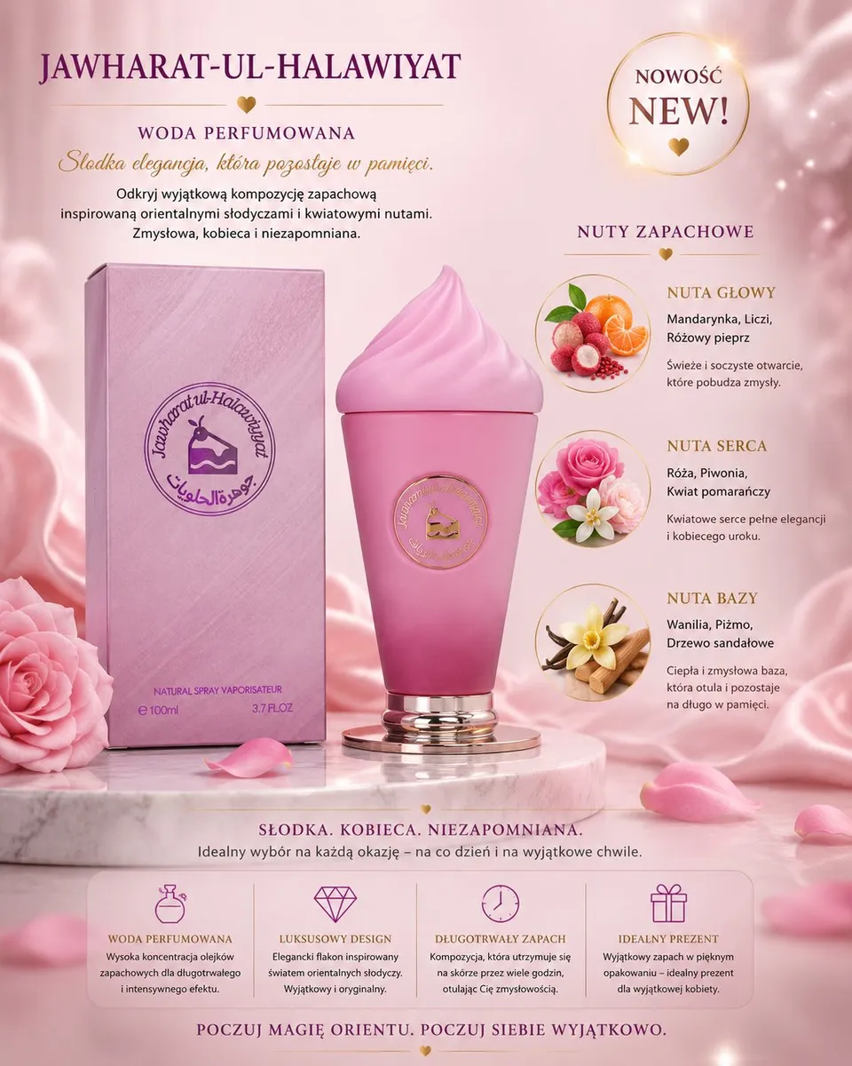 Jawharat-ul-Halawiyat Woda Perfumowana 100ml Różowa