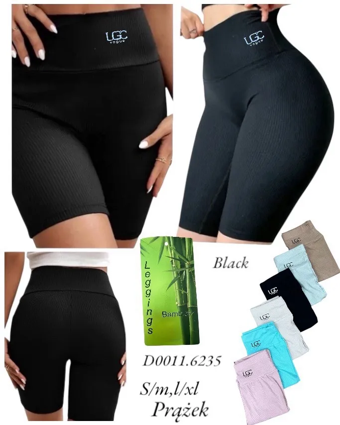 Legginsy Bambusowe LGC Czarne Prążkowane S/M/L/XL