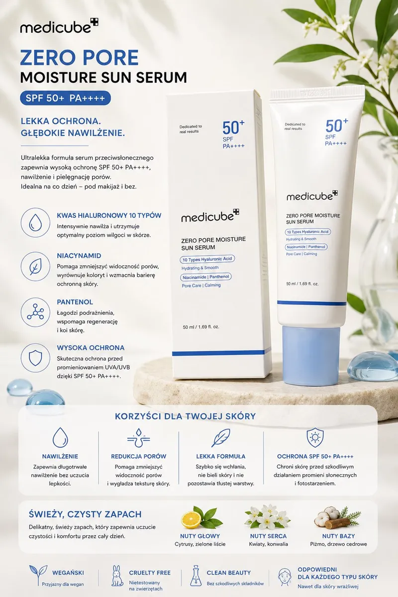 Medicube Zero Pore Moisture Sun Serum SPF50+ PA++++ 50ml