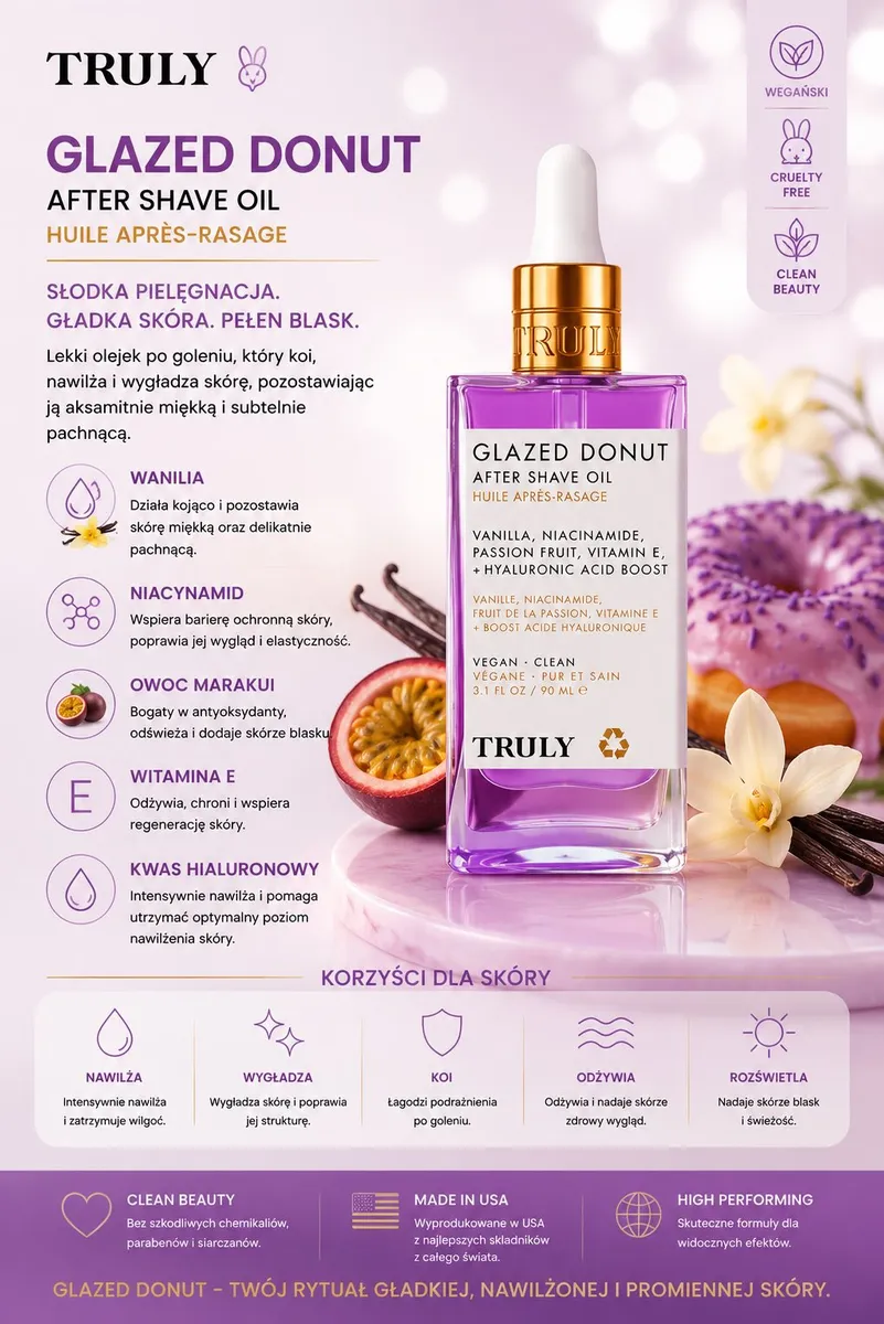 TRULY Glazed Donut After Shave Oil 90ml wanilia marakuja