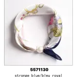 Chusta jedwabna wzór marynistyczny royal blue 100% poliester