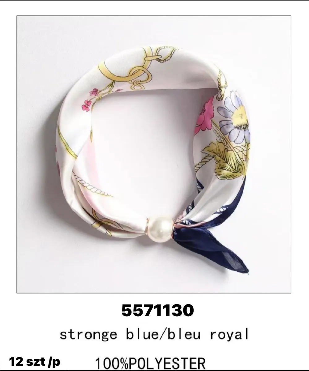 Chusta jedwabna wzór marynistyczny royal blue 100% poliester