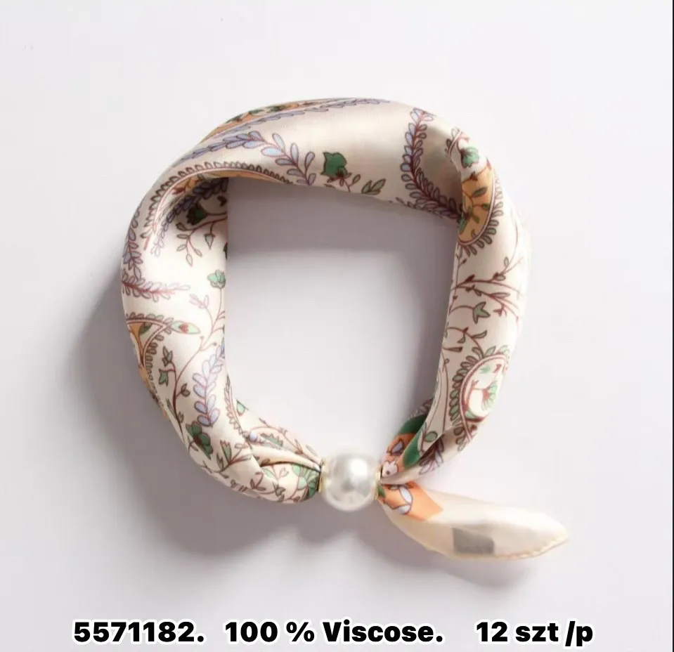 Chusta wiskoza paisley kremowa z perłą