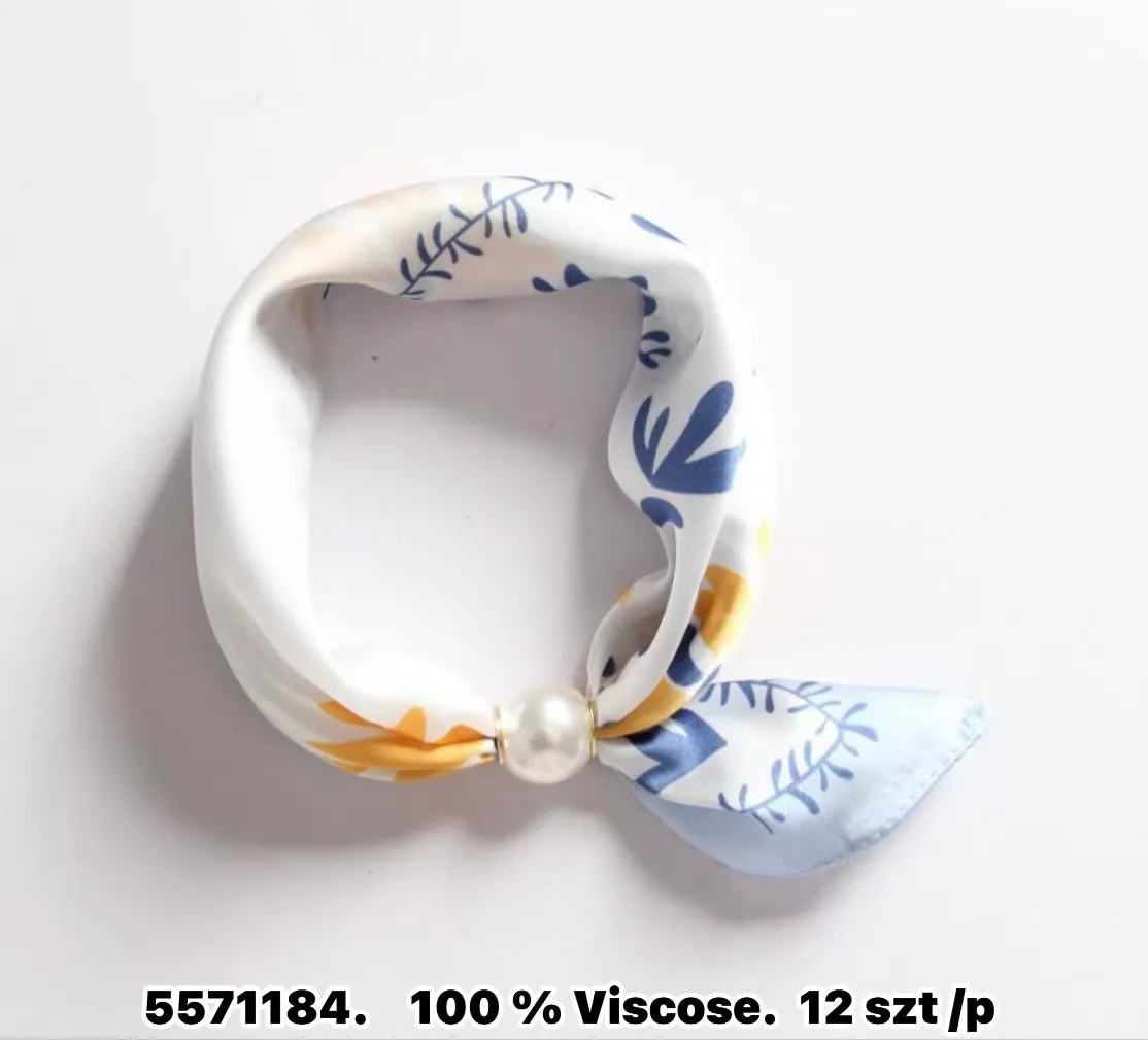 Chusta wiskoza biało-niebieska z perłą 100% wiskoza