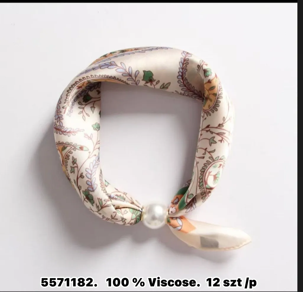 Chusta wiskozowa paisley kremowa z perłą