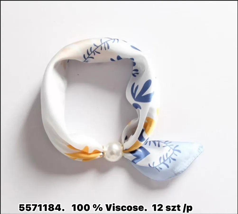 Chusta wiskoza biało-niebieska z perłą 100% wiskoza