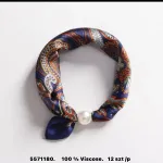 Chusta Wiskoza Paisley Granatowo-Rdzawa z Perłą