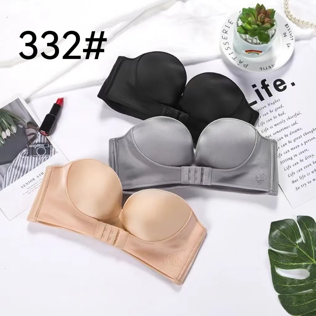Bezszwowy Push-up Biustonosz 332# Czarny Szary Beżowy