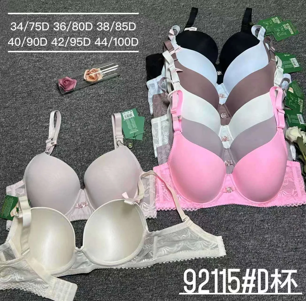 Biustonosze damskie push-up wielokolorowe rozmiary 34/75D-44/100D