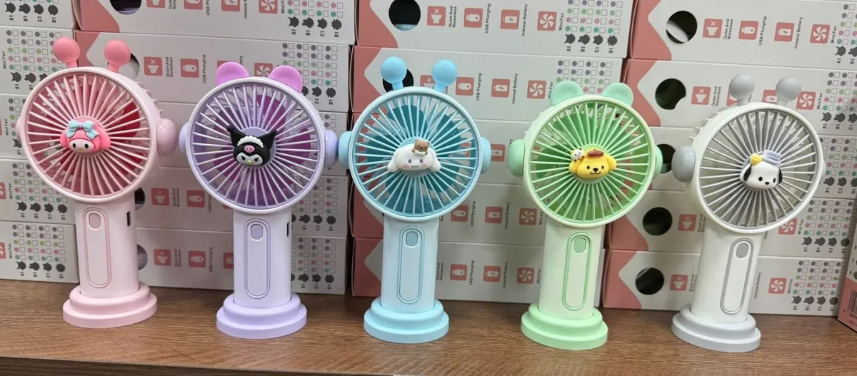Mini wentylator USB z postaciami Kawaii Różowy Fioletowy Zielony