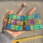 Wiszące Kolczyki Akrylowe Klocki Rainbow 3x3