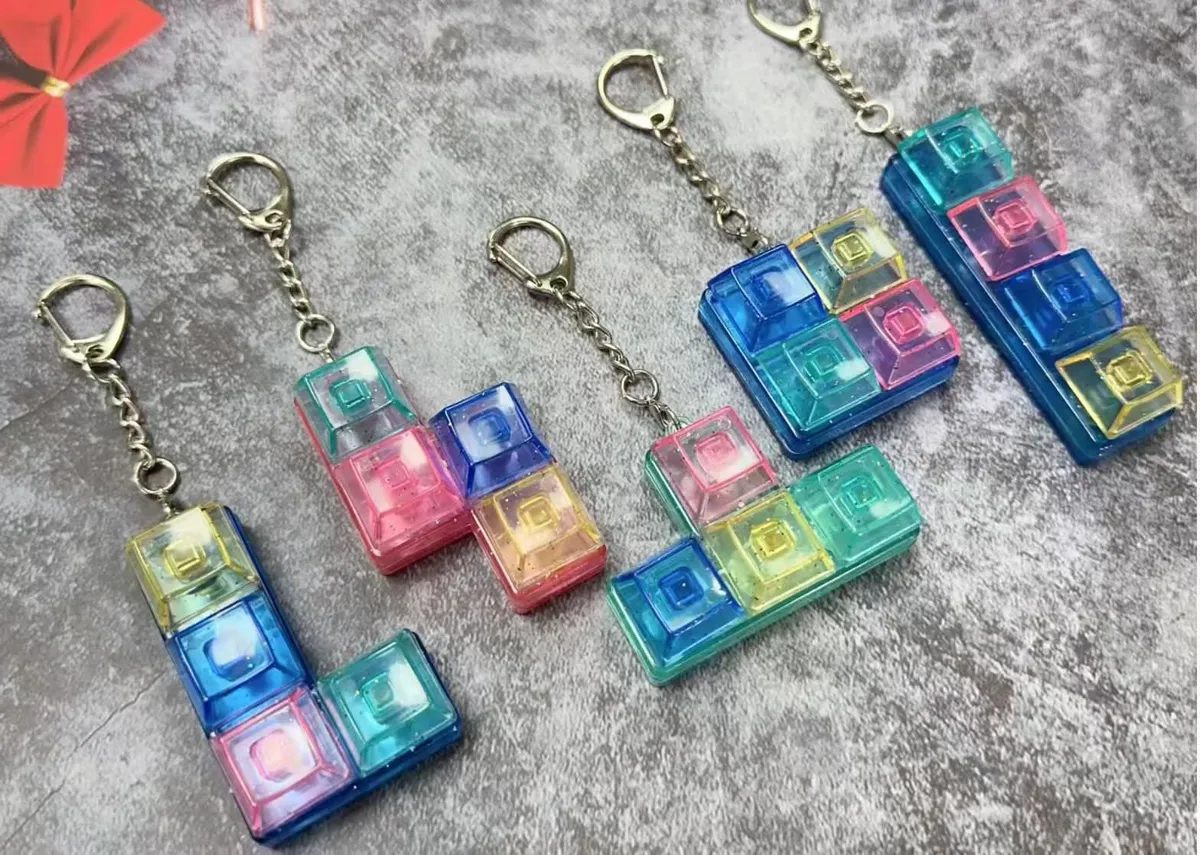 Breloczki Tetris Klocki Akrylowe Wielokolorowe