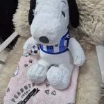 Maskotka Snoopy z kocykiem i strojem piłkarskim