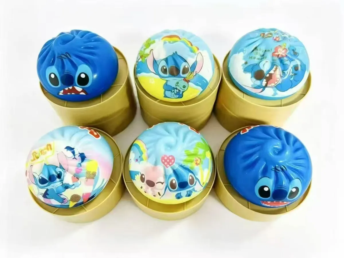 Gniotki Antystresowe Stitch Baozi w Złotych Pojemnikach