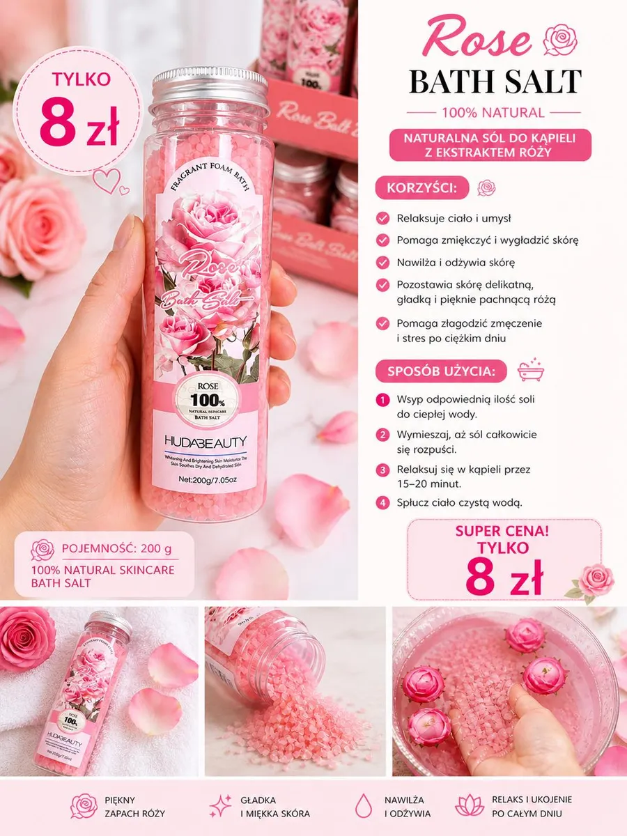 Sól do kąpieli Rose Bath Salt różany zapach 200g