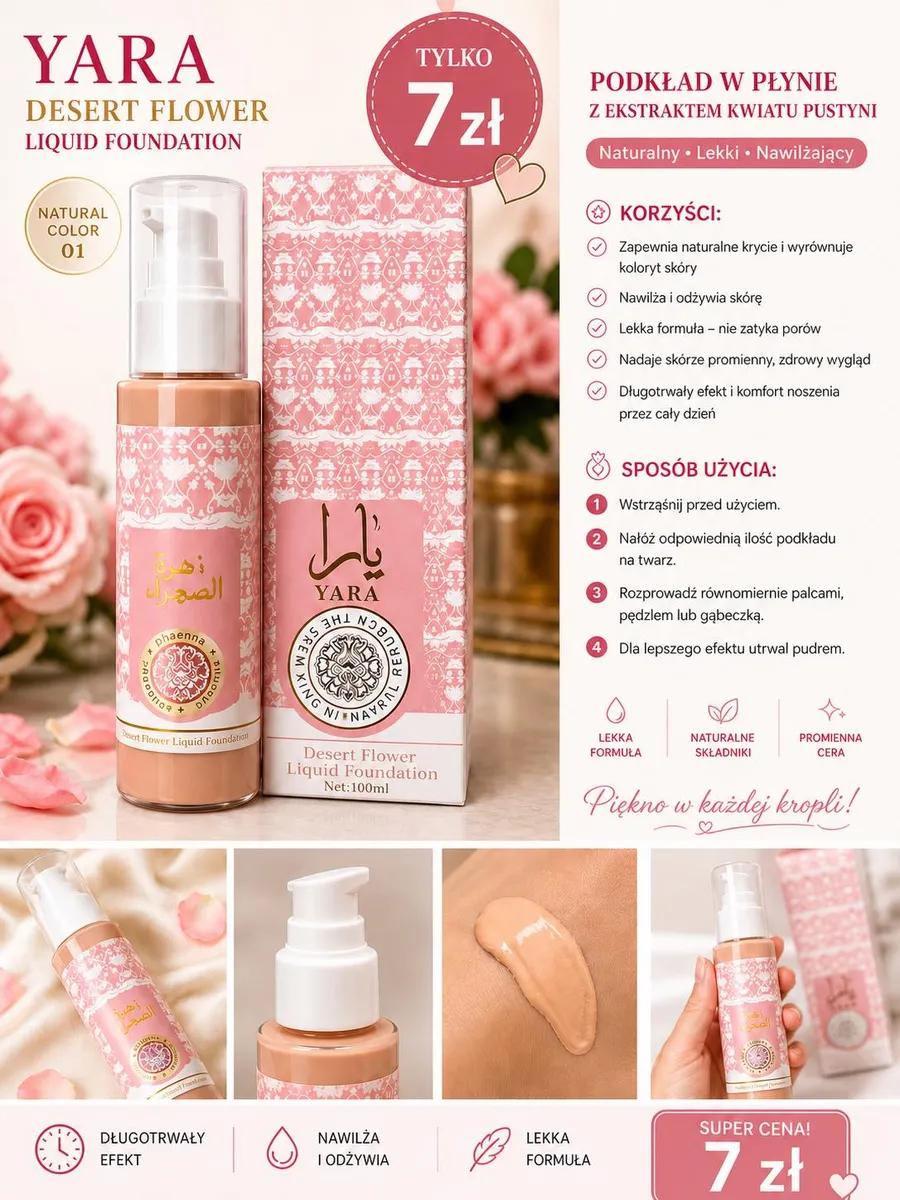 Podkład w płynie YARA Desert Flower 100ml kolor 01