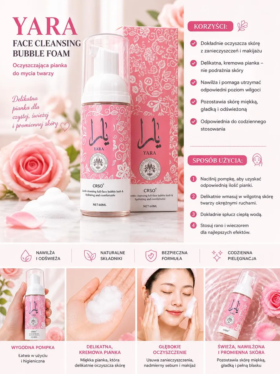 Pianka do mycia twarzy YARA 60ml CRSO