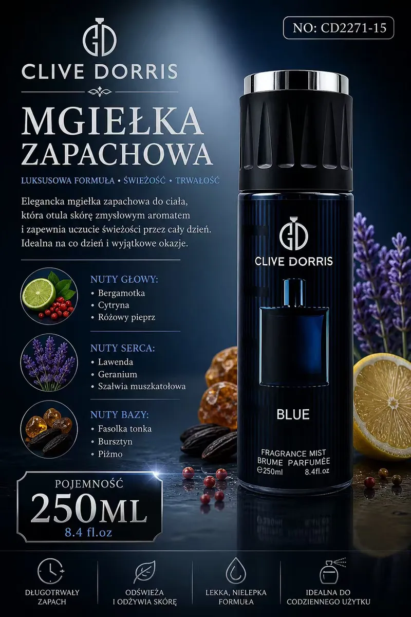 Clive Dorris Mgiełka Zapachowa Blue 250ml Fragrance Mist