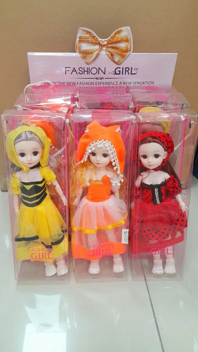 Lalki Fashion Girl Żółta Pomarańczowa Czerwona w Zestawie