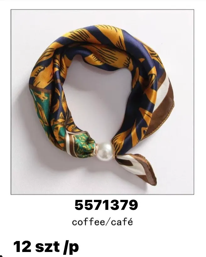 Chusta jedwabna w print tropikalny granatowo-żółty
