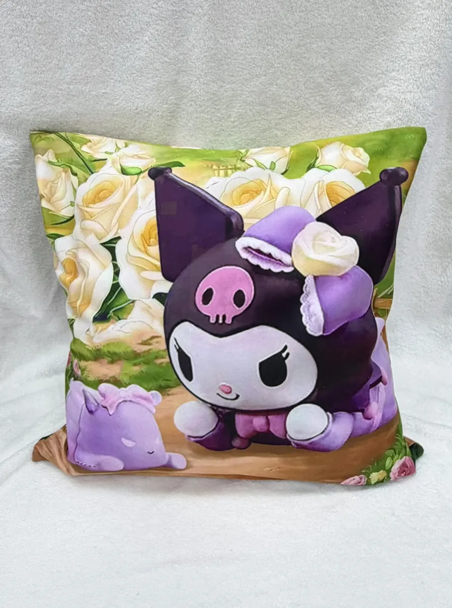 Poszewka 45x45cm Kuromi z Różami Zielony Fioletowy