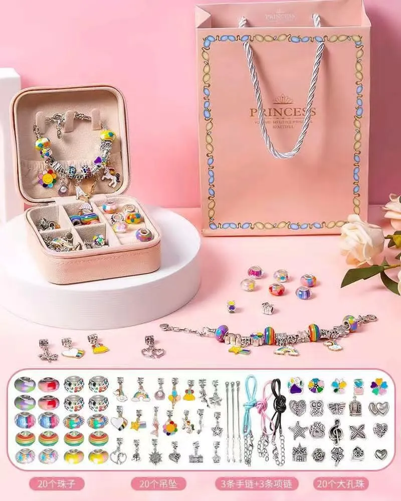 Zestaw charmsów Princess do bransoletek DIY różowy