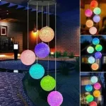 Girlanda LED solarna wisząca kule brokatowe wielokolorowe