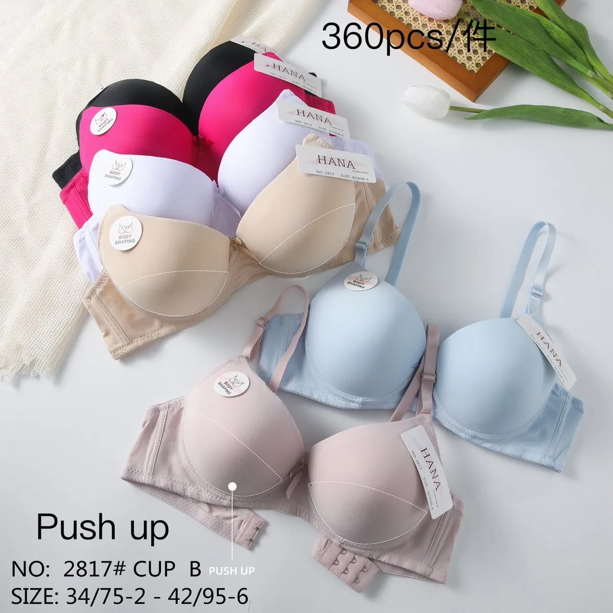 Biustonosz Push Up B Cup HANA wielokolorowy rozmiary 34/75-42/95