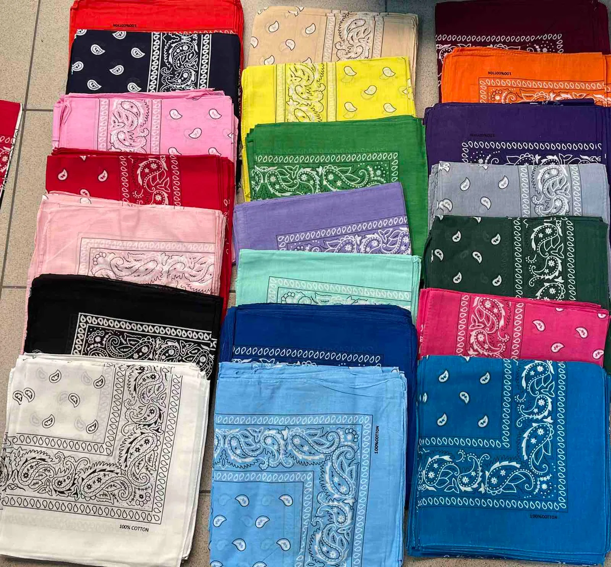 Chustki bawełniane w print paisley wielokolorowe 100% cotton