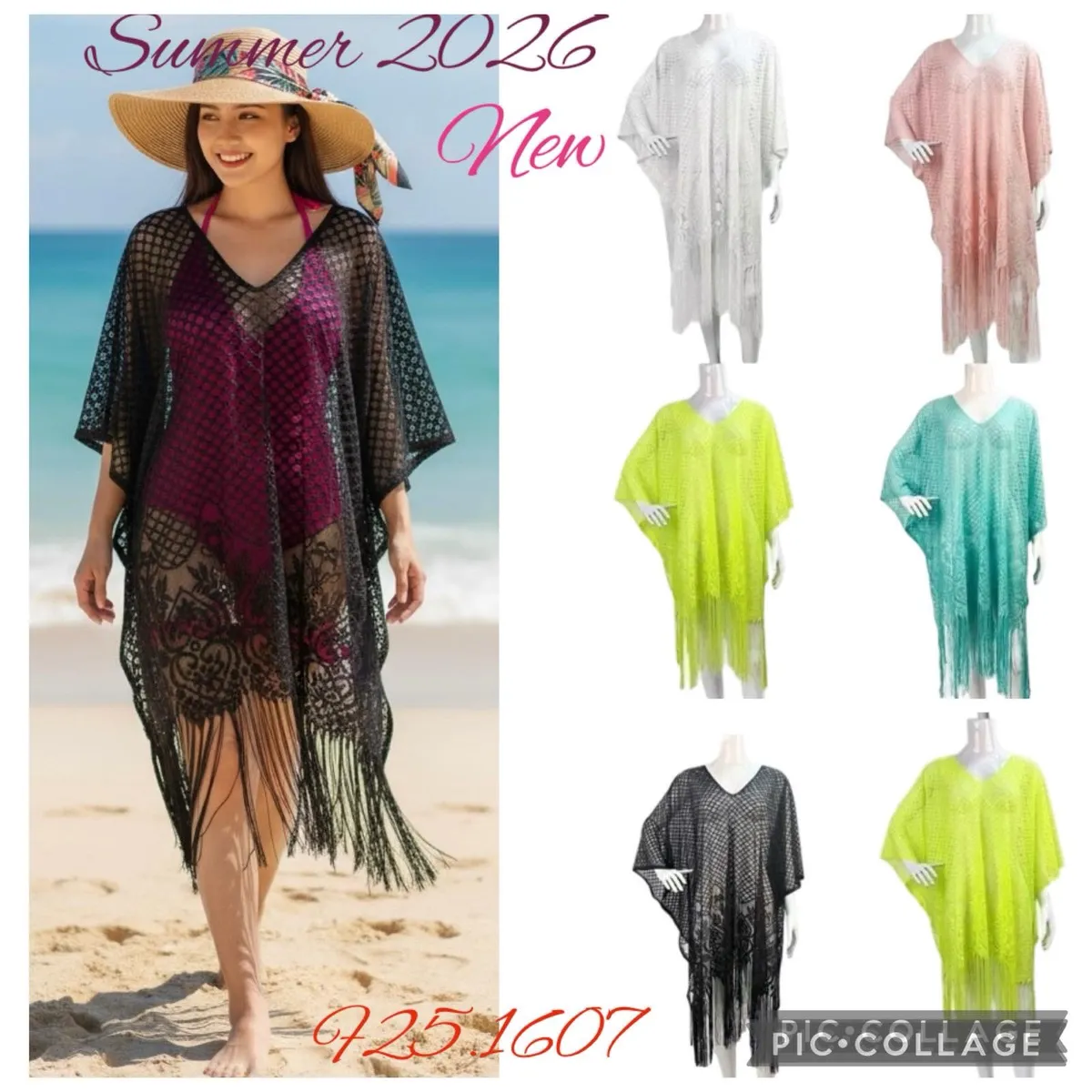 Pareo plażowe damskie z frędzlami siatka Summer 2026