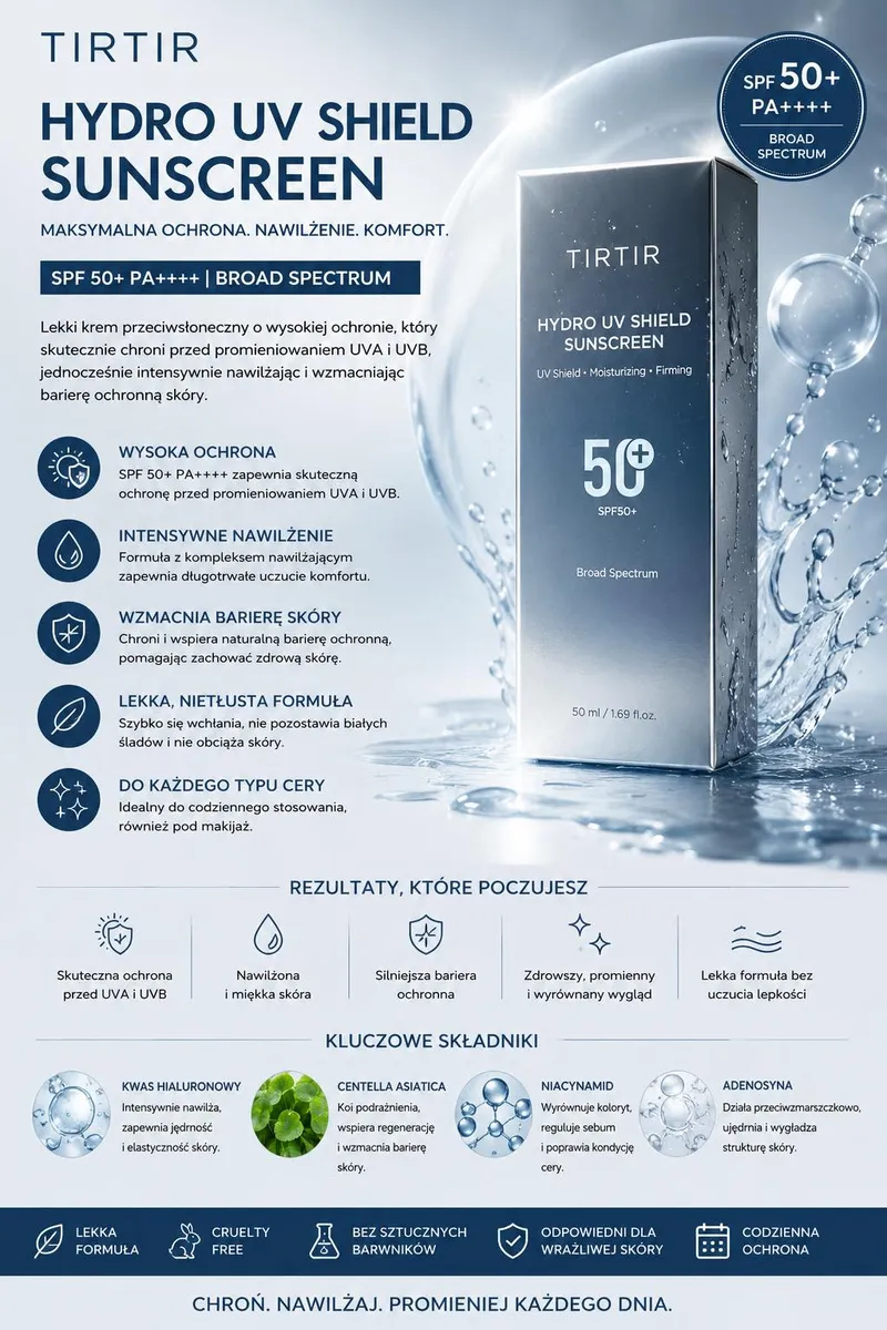 TIRTIR Hydro UV Shield Sunscreen SPF50+ PA++++ 50ml