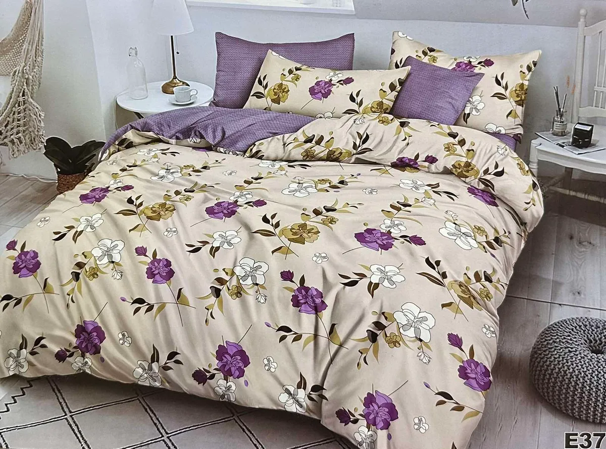 Komplet pościeli Milano 5D fioletowo-beżowy 200/220