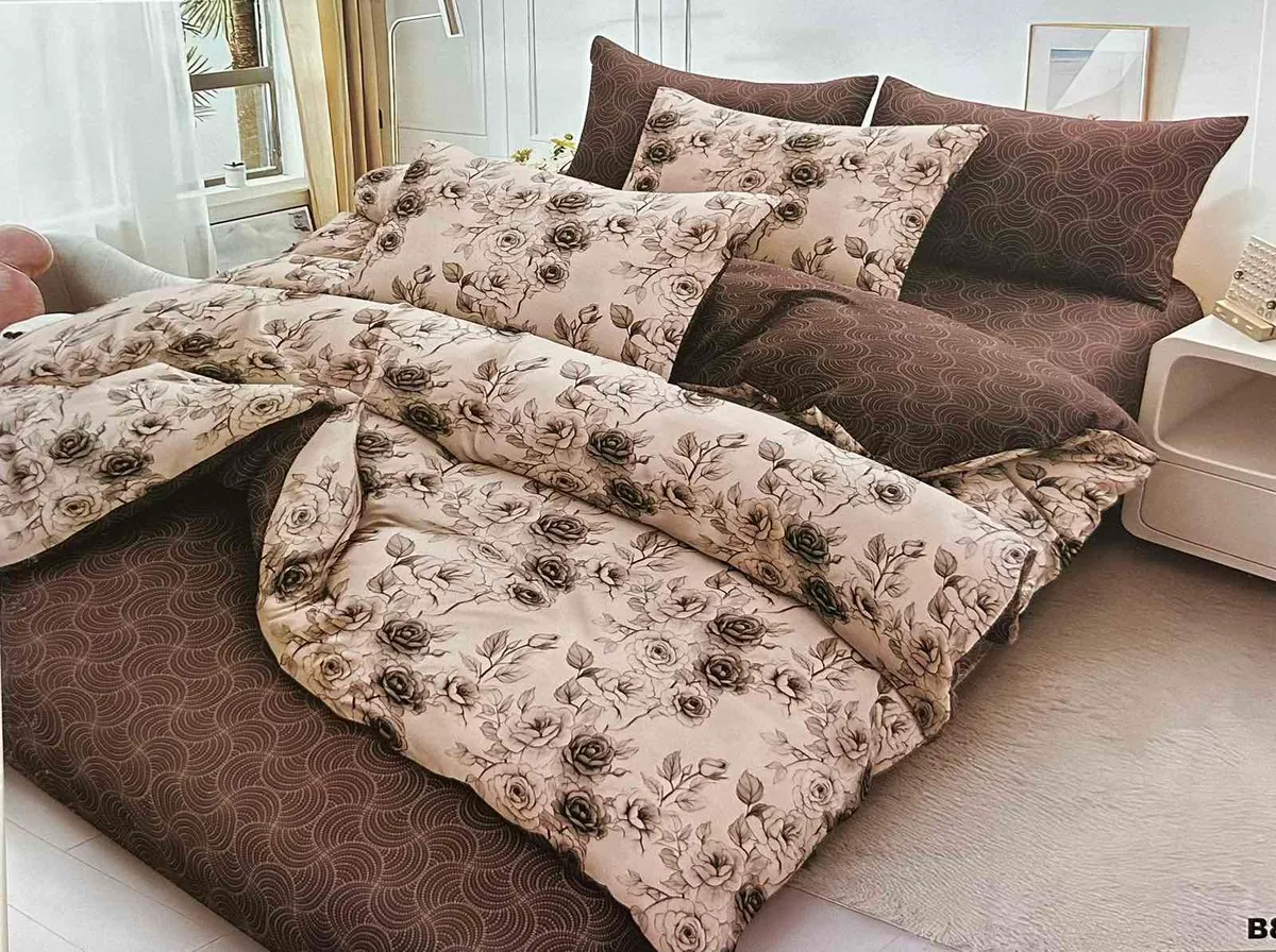 Komplet pościeli Milano 5D beżowo-brązowy 200/220