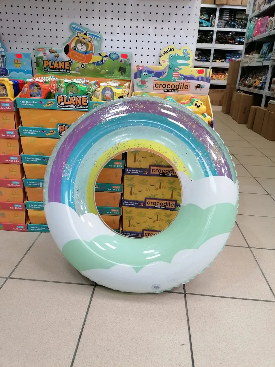 Koło dmuchane tęczowe 70cm z brokatem