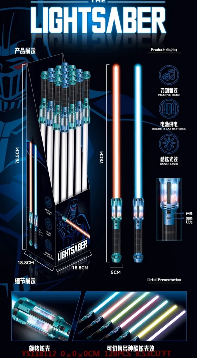 Świetlny Miecz Lightsaber 18.8cm z Dźwiękiem i Laserem