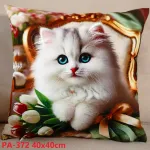 Poszewka dekoracyjna 40x40cm kot perski z tulipanami PA-372