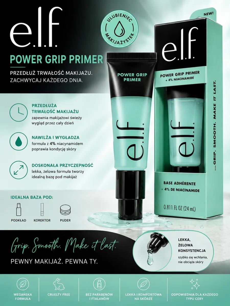 Baza pod makijaż e.l.f. Power Grip Primer z Niacynamidem 24ml