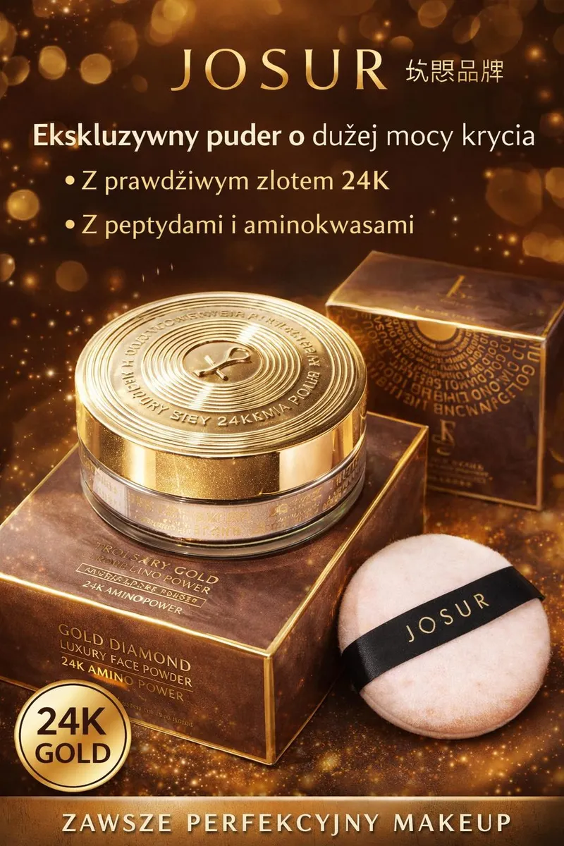 Puder do twarzy JOSUR 24K Gold Diamond z peptydami i aminokwasami