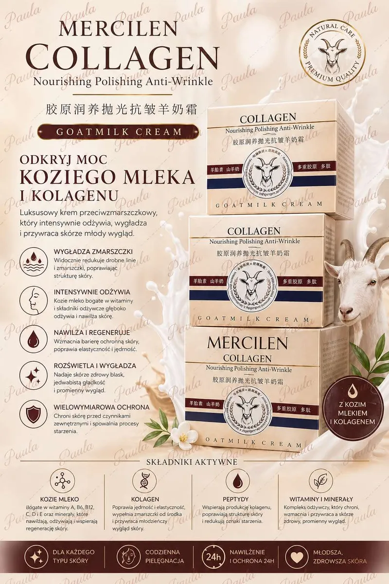 Krem Przeciwzmarszczkowy Mercilen Collagen z Kozim Mlekiem