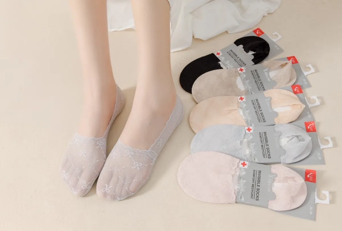 Damskie stopki koronkowe Invisible Socks zestaw kolorów 35-38