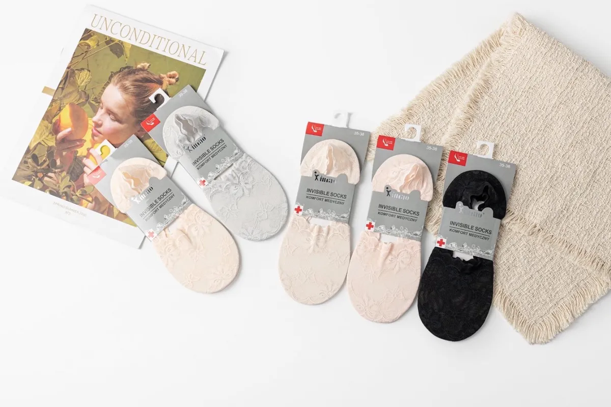 Damskie Skarpetki Stopki Koronkowe Invisible Socks 35-38