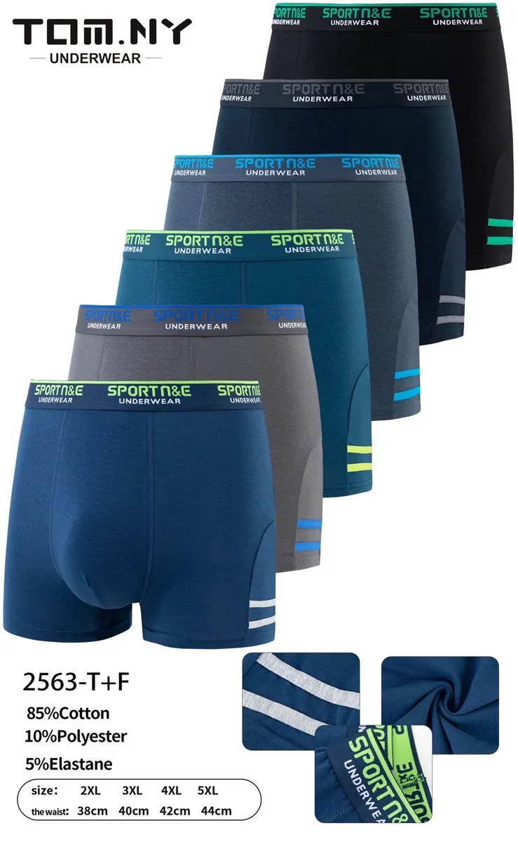 Bokserki Męskie TOM.NY Sportowe Bawełniane Wielopak 2XL-5XL