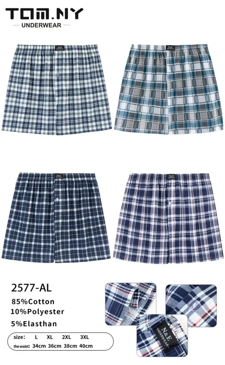Męskie Bokserki Luźne w Kratę TOM.NY Mix Wzorów L-3XL