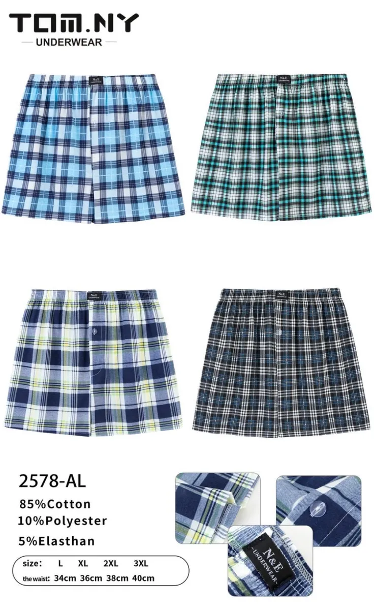 Męskie bokserki luźne w kratę Tom.Ny zestaw rozmiary L-3XL