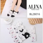 Skarpety damskie stopki Alina bawełniane biało-czarne 35-38