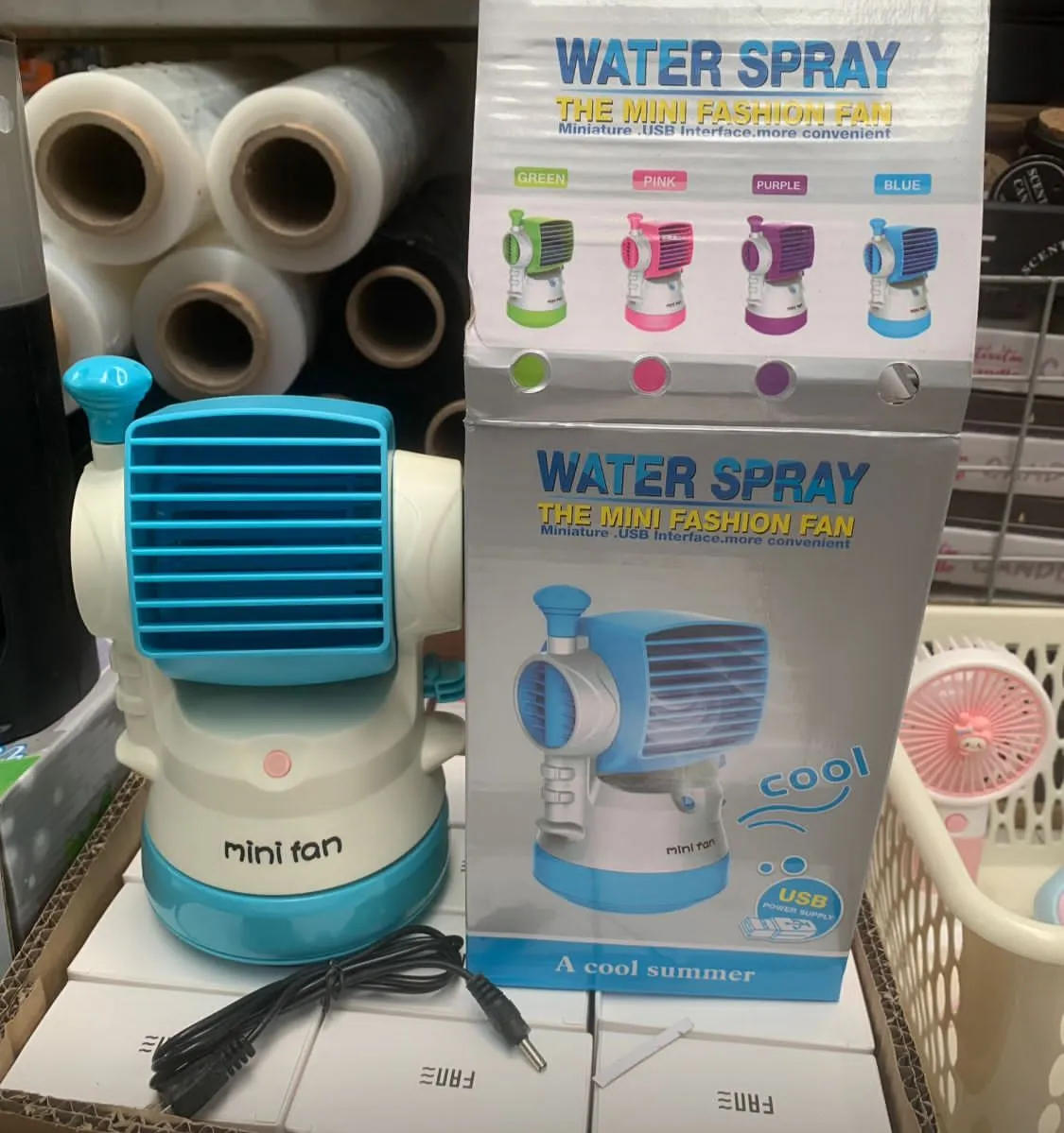 Mini Wentylator USB z Nawilżaczem Water Spray Niebieski