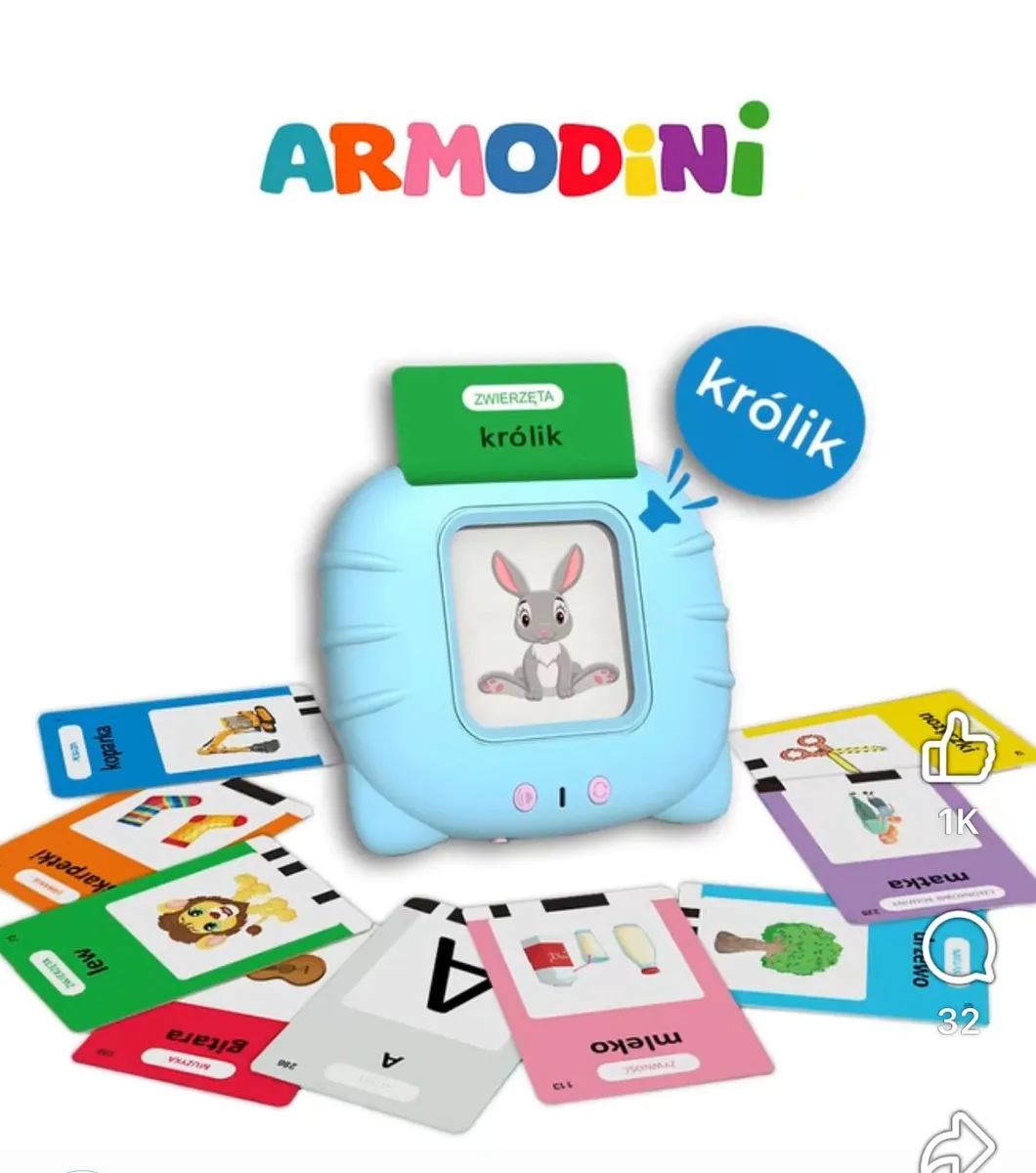 Edukacyjny Czytnik Kart Armodini dla Dzieci z Zestawem Obrazków