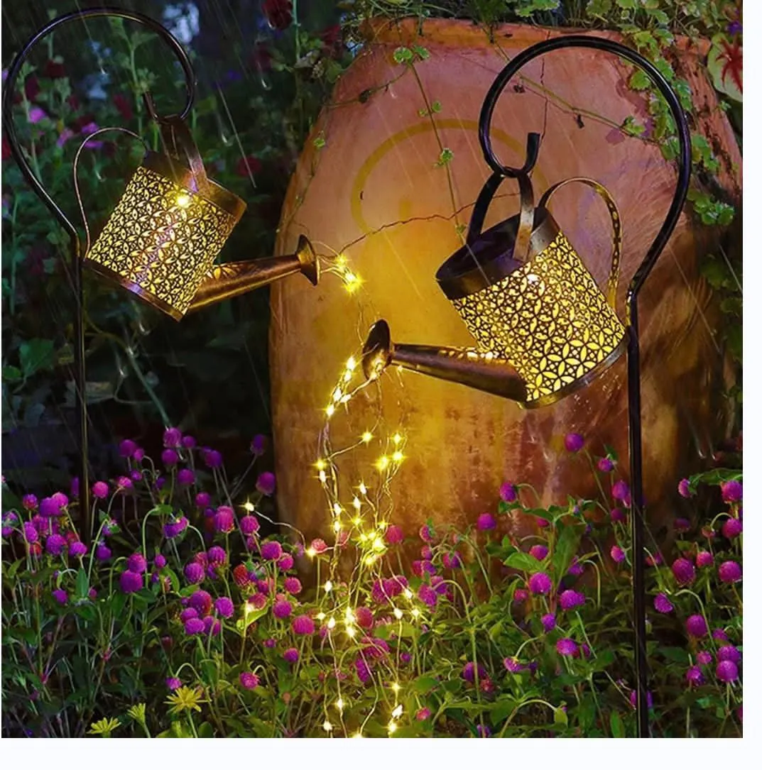 Lampa Solarna Konewka Ogrodowa LED z Efektem Wodospadu Świetlnego