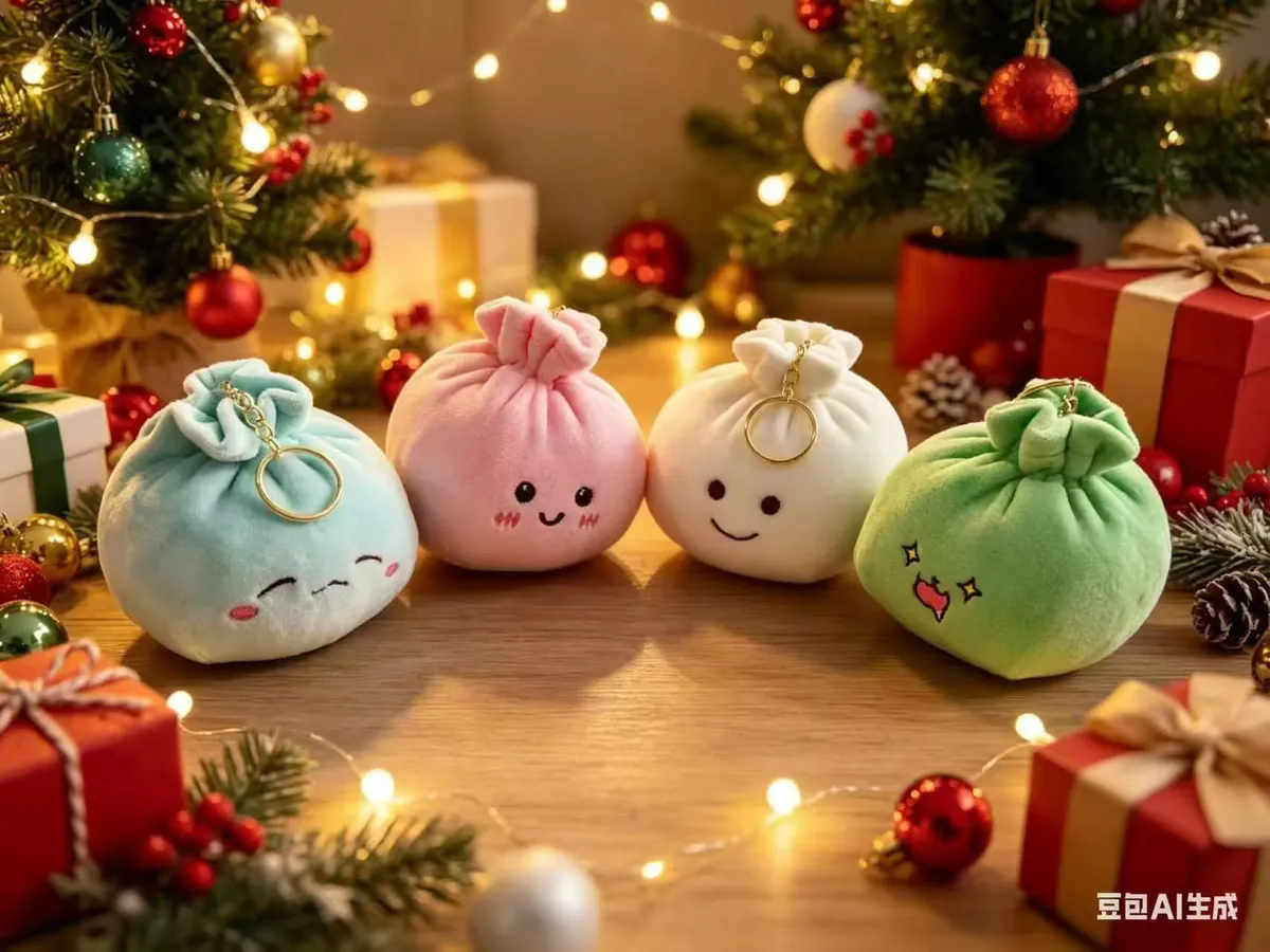 Pluszowy Brelok Mochi z Buzią Pastelowy 4 Kolory